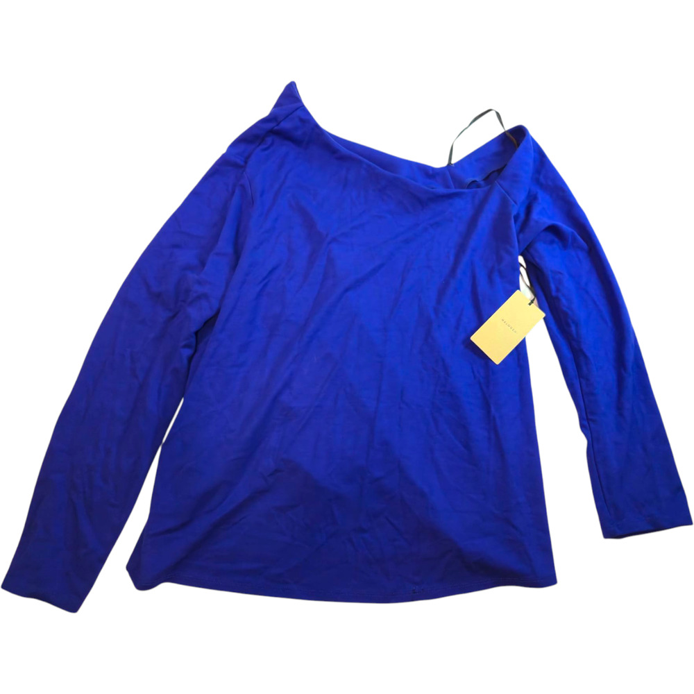 Halogen Womens One Cold Shoulder Blue Top Size XL Long Sleeve Blouse Shirt NWT